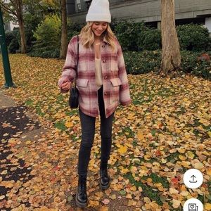 AE Oversized Plaid Shacket Sherpa lined Small
